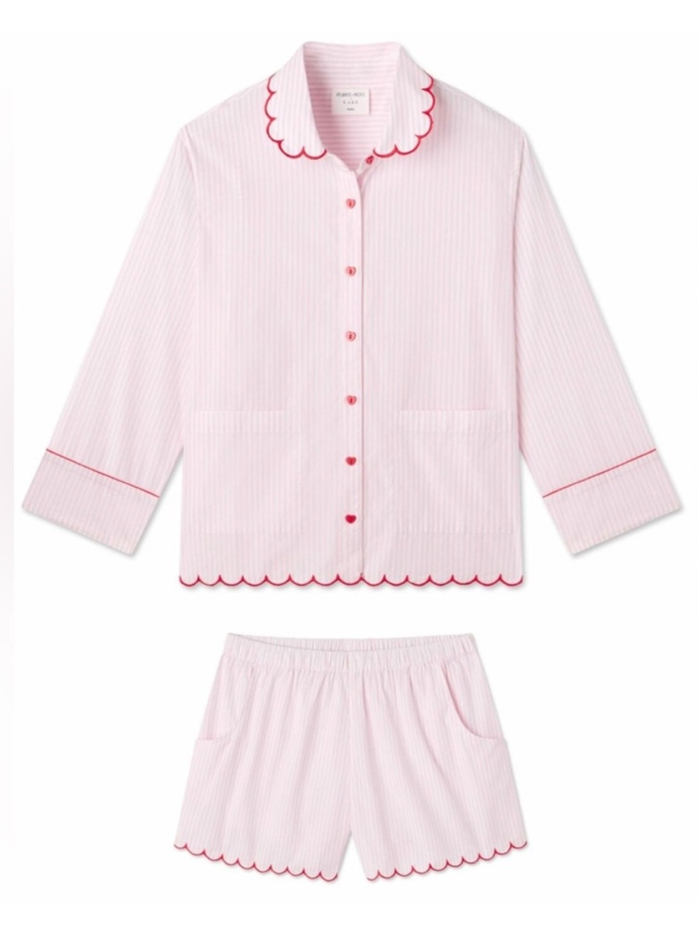 LAKE x Atlantic Pacific Lottie Cotton Pajama Set Size Medium Primrose Stripe - Picture 5 of 11